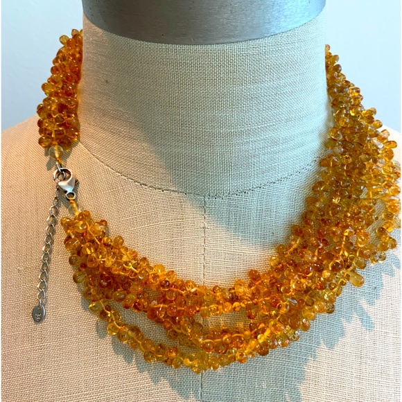 Cognac Colored Citrine Drop Bead Necklace - Picture 2 of 5